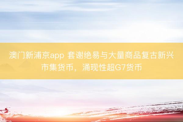 澳门新浦京app 套谢绝易与大量商品复古新兴市集货币，涌现性超G7货币